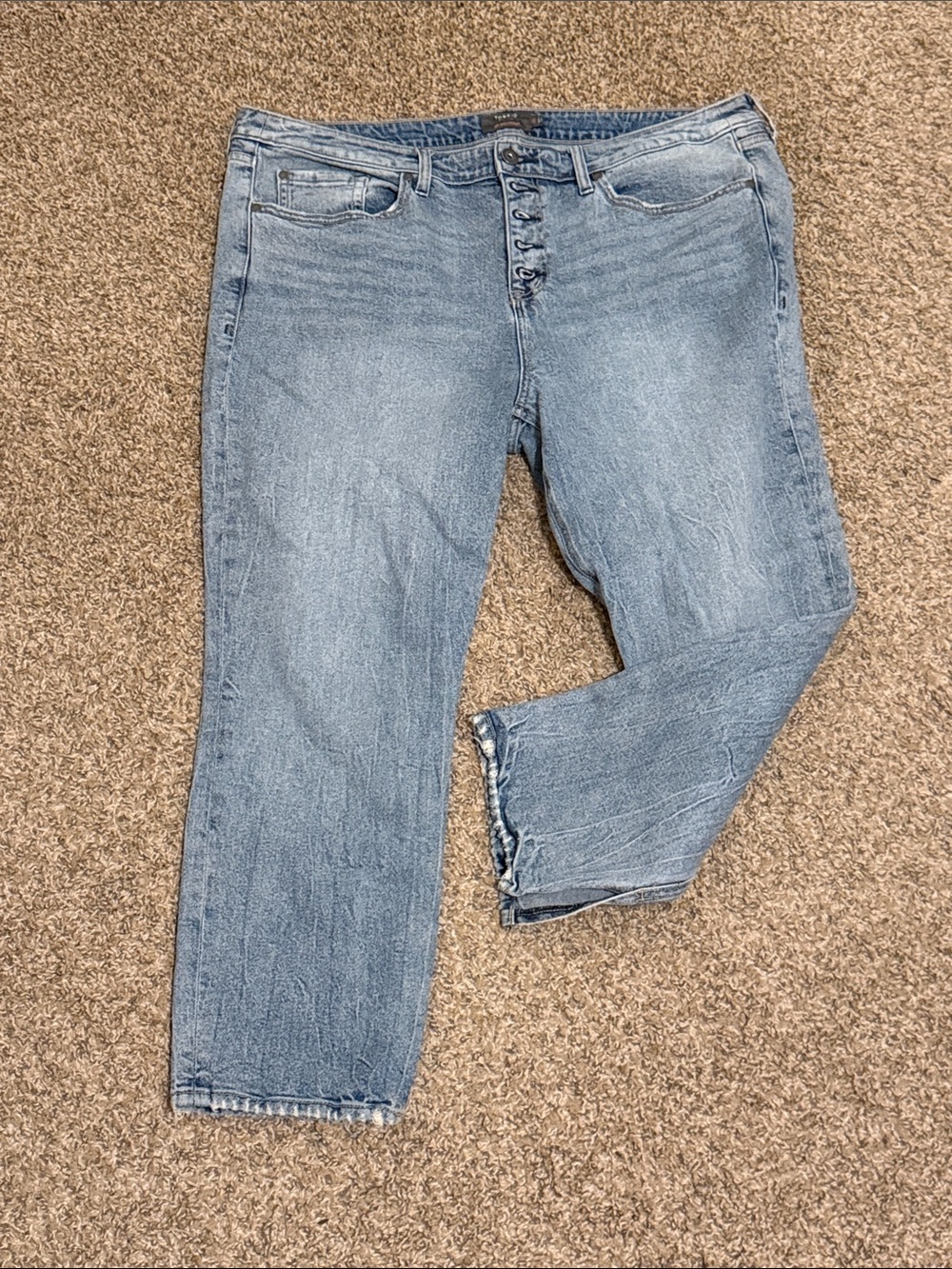torrid High Rise Straight Denim Light Blue Straight Leg Button-Fly Jeans